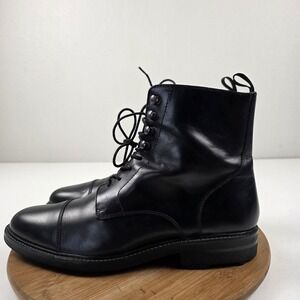 Bexley Boots Mens Size 10.5 Black Leather Enfield Cap Toe Combat Ankle Lace Up